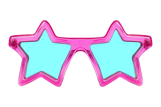 Star-shaped pink sunglasses isolated on transparent or white background, png