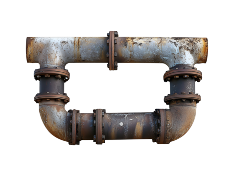 Rusty pipes isolated on transparent or white background, png