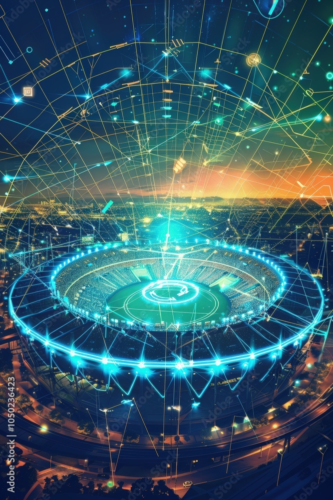 Poster smart grid system in stadium with renewable energy integration for efficient energy management