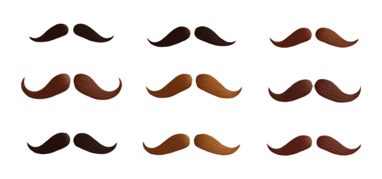 Collection set of mustaches isolated on transparent or white background, png - Powered by Adobe