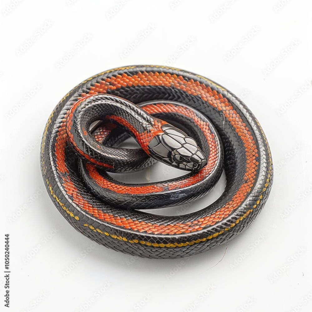 Aufkleber corn snake displays its striking orange and red patterns while coiled loosely against a white backdr