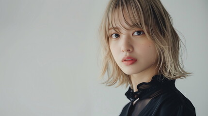 金髪の若いファッションモデル