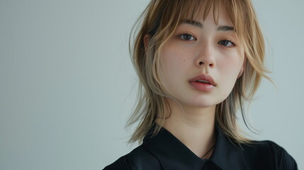 金髪の若いファッションモデル