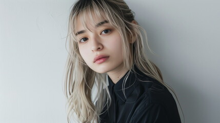 金髪の若いファッションモデル