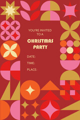 Modern abstract geometric christmas invitation card contemporary geometric christmas template