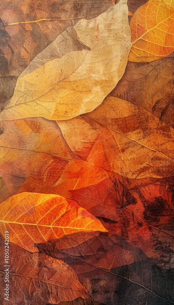 Aufkleber textured autumn abstract background with earthy colors and leaf patterns for design projects