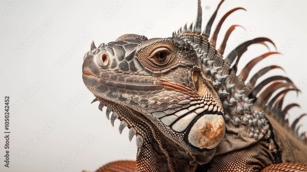 Poster cuban rock iguana displays its distinctive spiky crest and textured skin while standing alert in a c