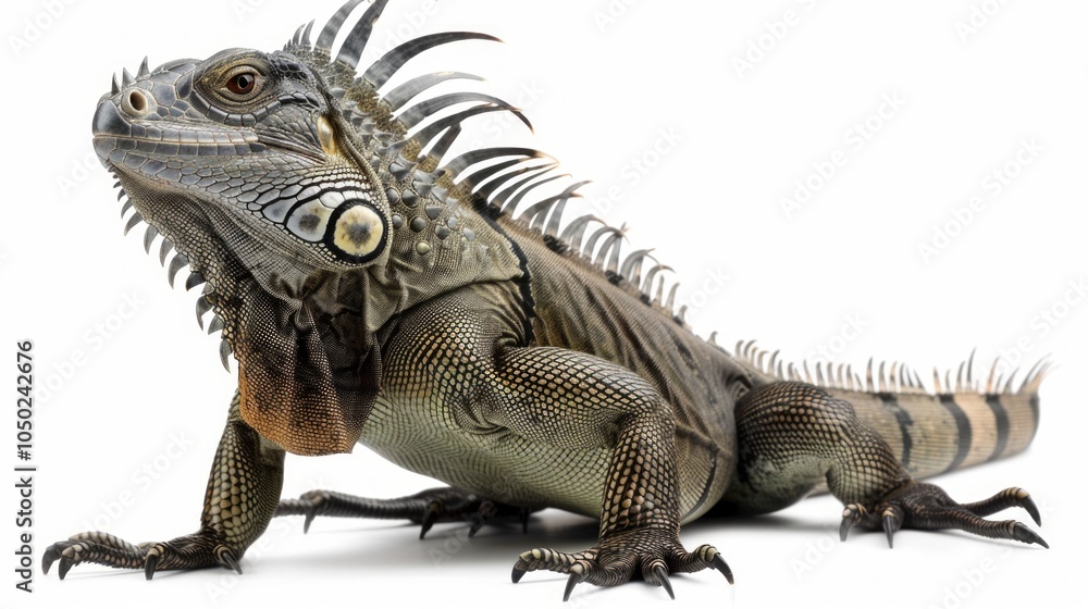 Aufkleber cuban rock iguana displays its impressive spiky crest and rough scales showcasing alertness as it st