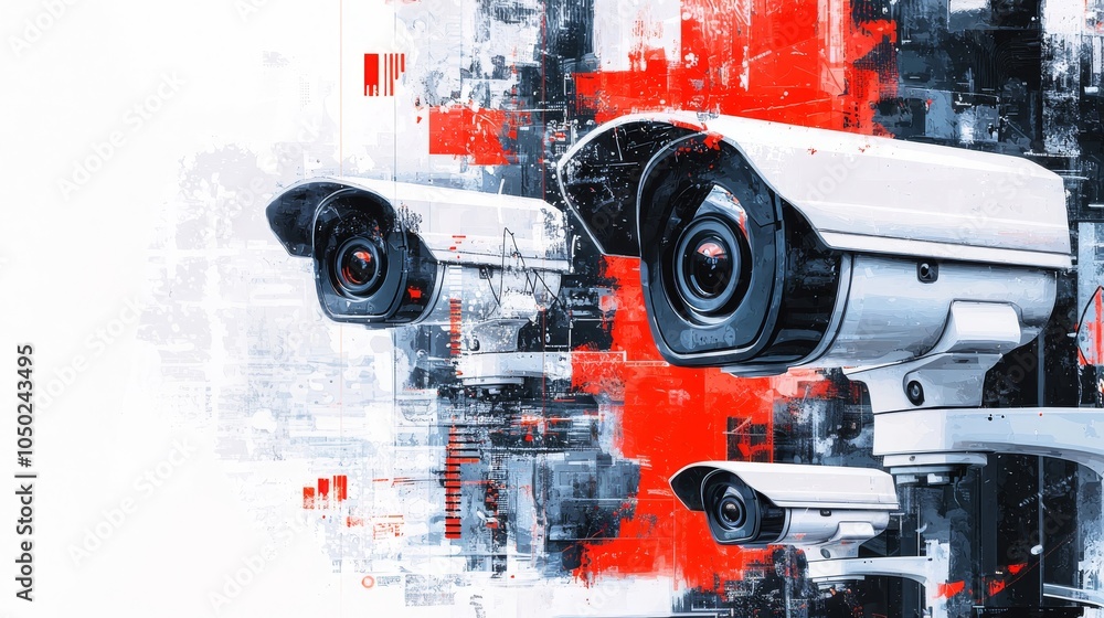 Poster futuristic integration of ai technology in video monitoring and data analysis for enhanced advertisi
