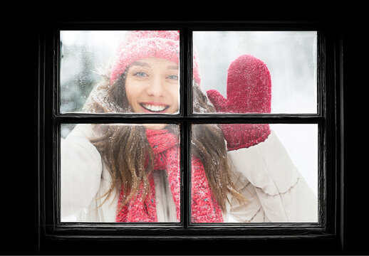 Frosty Window Mockup With Generative ai
