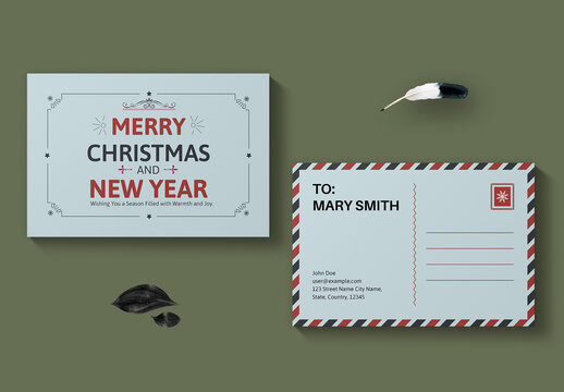 Holiday And New Year Postcard