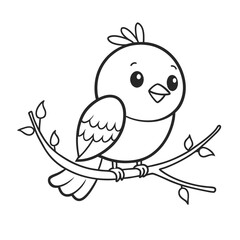 Cute Minimalist Bird Vector Illustration for Kids Content and Coloring Pages.