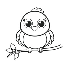 Cute Minimalist Bird Vector Illustration for Kids Content and Coloring Pages.