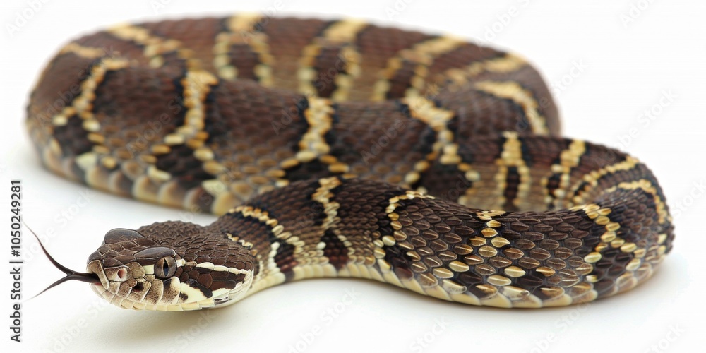 Poster eastern diamondback rattlesnake showcases its distinctive diamond patterns and visible rattle while 