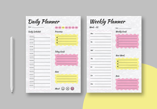 Daily And Weekly Planner Layout