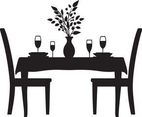 Silhouette of a table, set for Thanksgiving dinner vector silhouette