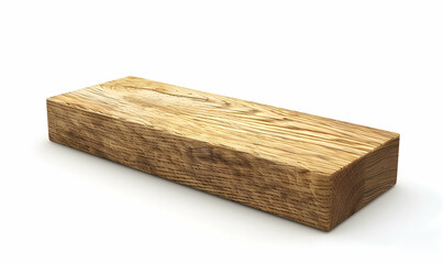 Fototapeta premium A single, rectangular wooden plank isolated on a white background.