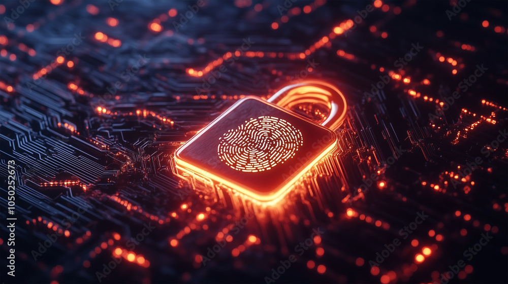 Aufkleber a computer chip with a fingerprint on it