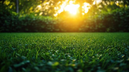 Naklejka premium Lush Jungle Landscape with Vibrant Sunlight