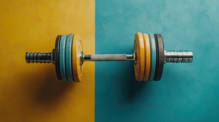A single adjustable dumbbell placed vertically on a clean background, showcasing its multiple weight plates and modern design.
