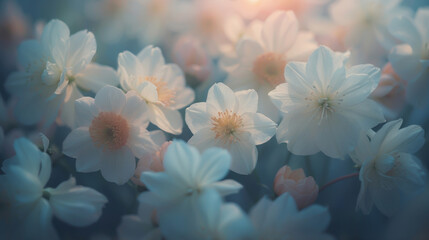 Fototapeta premium An image of flowers with a soft focus, creating a dreamy and romantic effect