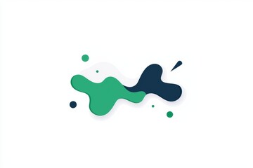 Obraz premium Abstract shapes in green and dark blue, creating a modern and minimalist design on a white background.