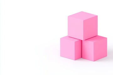 Obraz premium Three pastel pink cubes stacked artfully, creating a playful and minimalistic aesthetic.