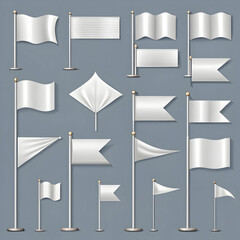 Various white flags and banners pictograms collection