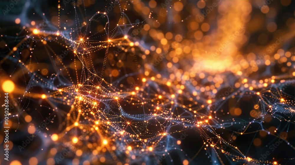 Wall mural abstract glowing connections in neural web