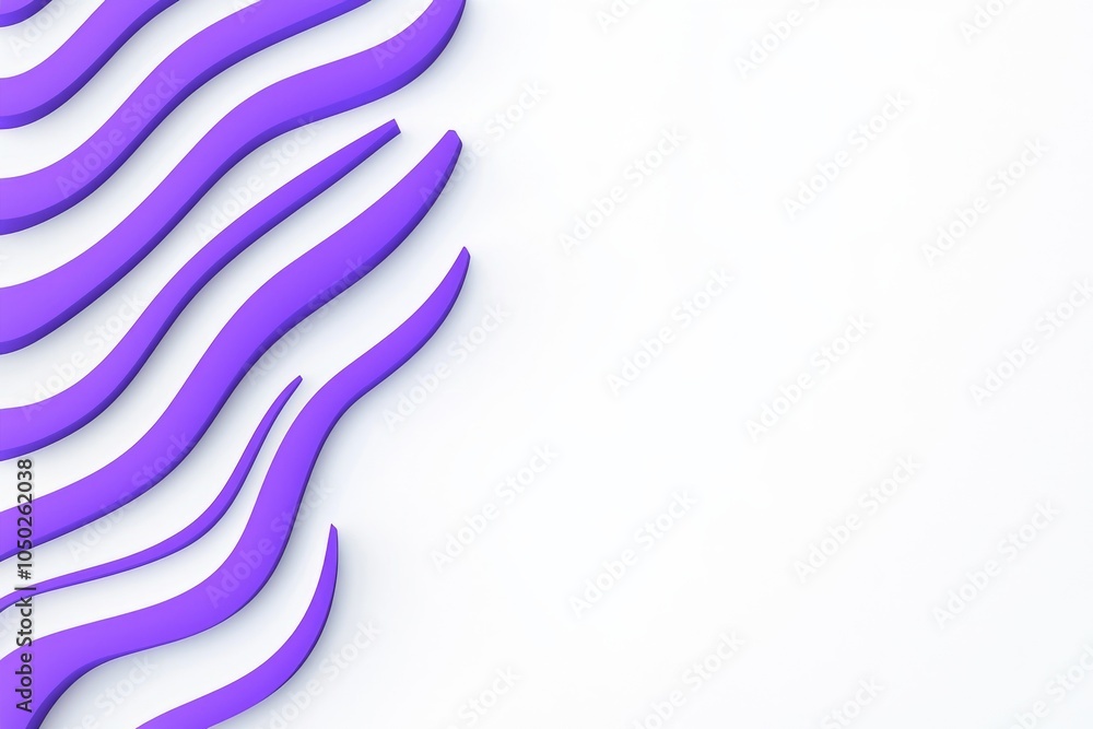Poster abstract wavy patterns in vibrant purple on a light background, creating a modern and dynamic visual