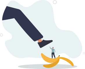 Avoid business mistake or failure, protect from accident or pitfall, insurance or warning in business risk and support in crisis concept.flat characters.