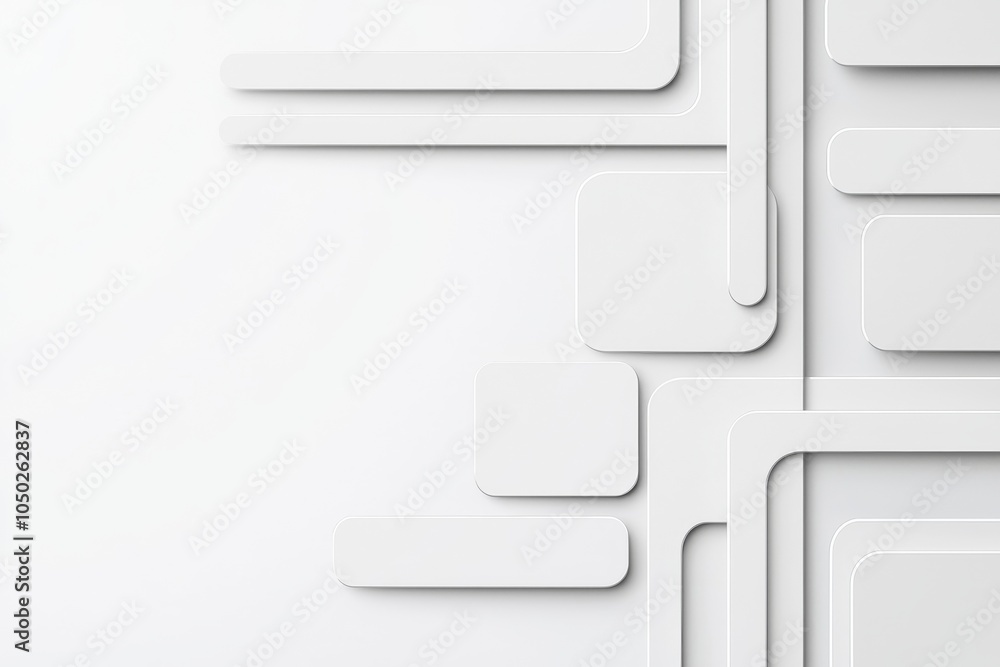 Poster abstract white geometric shapes creating a modern design element on a light background.