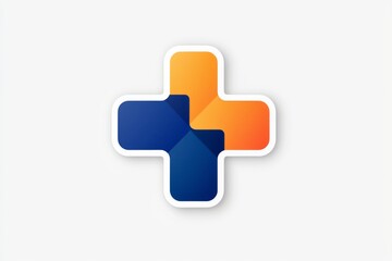 Fototapeta premium A modern, colorful medical cross logo combining blue and orange shades, symbolizing healthcare and innovation.
