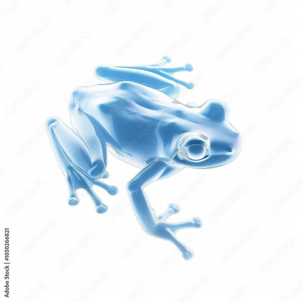 Poster delicate glass frog with transparent skin rests in isolation on a bright background highlighting its