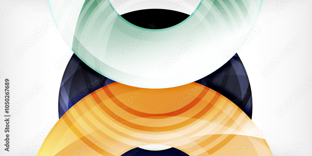 Poster Bright colorful circles with light effects. Abstract background