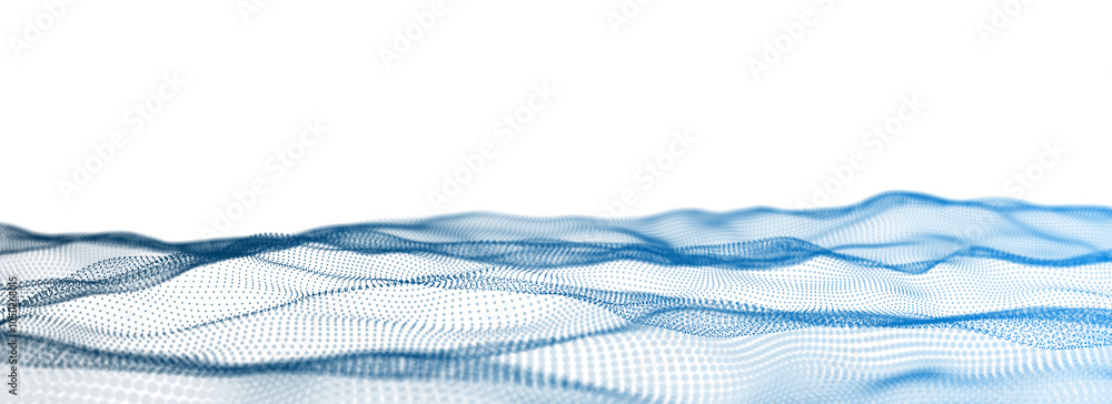 Poster abstract technology wave with motion glowing dots. dark cyberspace in digital background. connection