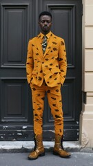 Portrait of a black man in front of a building