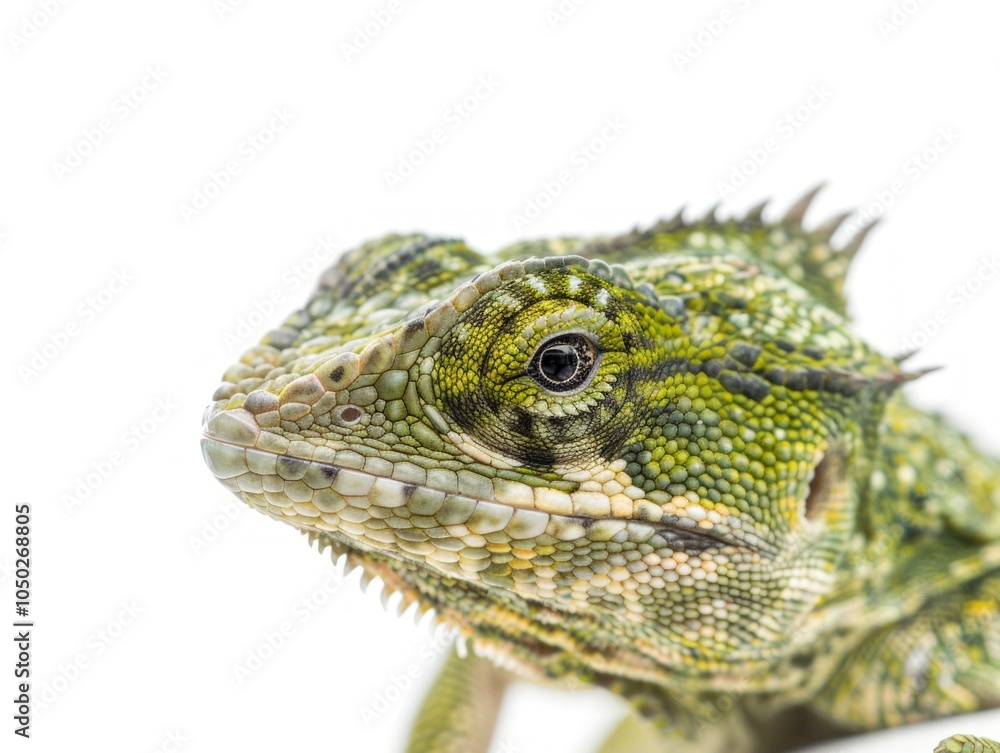 Poster green anole lizard shows off its vibrant green skin and intricate textures while clinging to a smoot