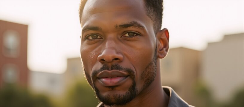 African American man bathed in sunshine