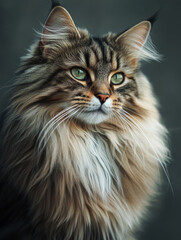 A portrait of a Norwegian Forest Cat