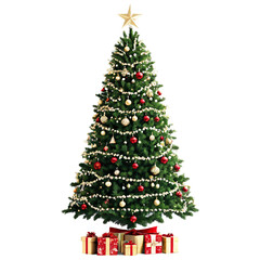 Fototapeta premium decorated christmas tree isolated on transparent background