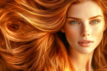 Naklejka premium Woman, portrait and hair care in studio with beauty from salon treatment, cosmetics and shampoo shine.