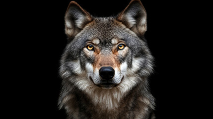 Fototapeta premium Close-up shot of a grey wolfs face