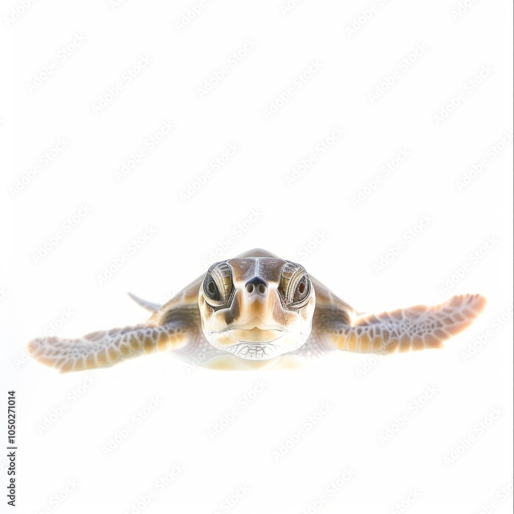 Poster green sea turtle swimming forward with flippers extended displaying a smooth shell and distinctive f