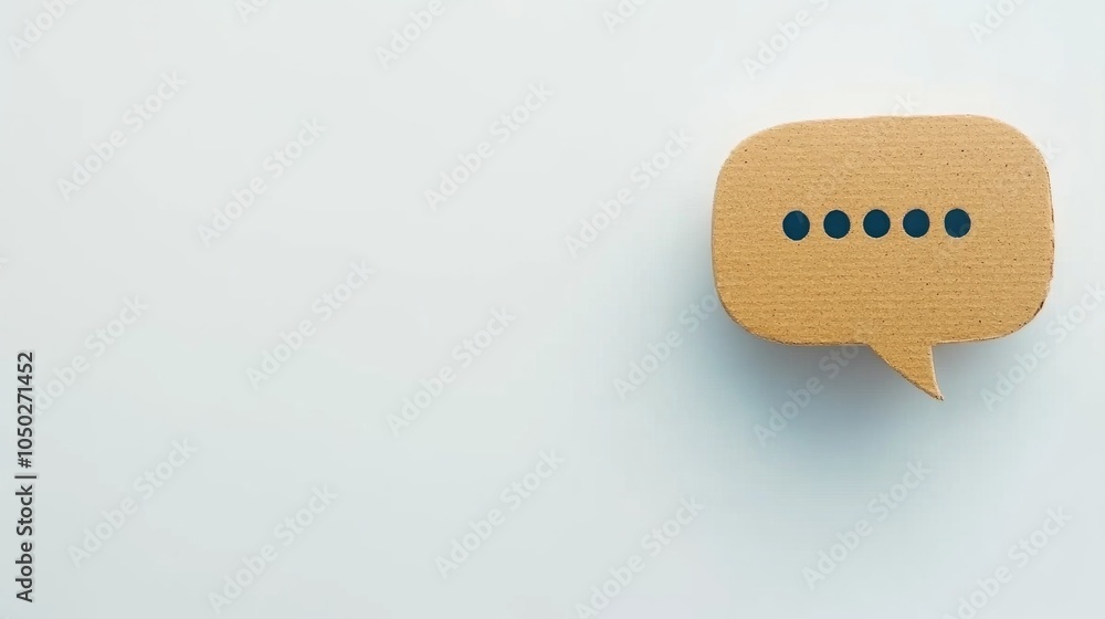 Poster a minimalist speech bubble crafted from cardboard, perfect for adding your thoughts and messages on 