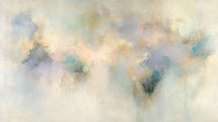 Abstract, cloud-like shapes made from soft purple and blue hues, giving off a peaceful and dreamlike feeling.