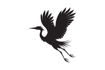 Fototapeta premium Cattle Egret Silhouette Vector Illustration - Perfect for T-Shirts, Hoodies & Print Decor
