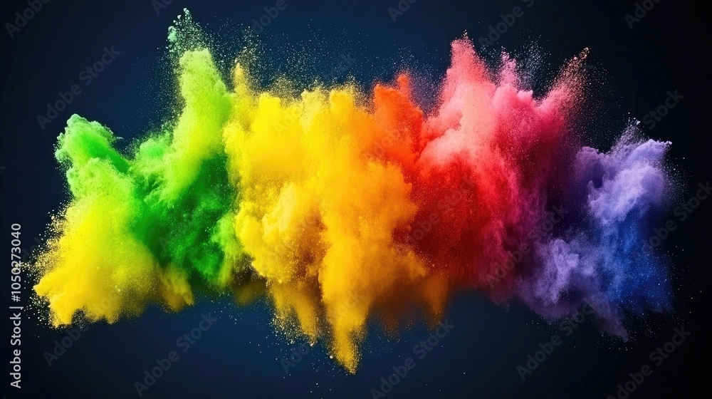 Aufkleber vibrant color explosion effect with neon hues splattering across a dark background. dynamic and eye-