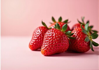 strawberries close up on white and pink background