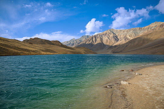 View of majestic Chandratal lake, Spiti, India
